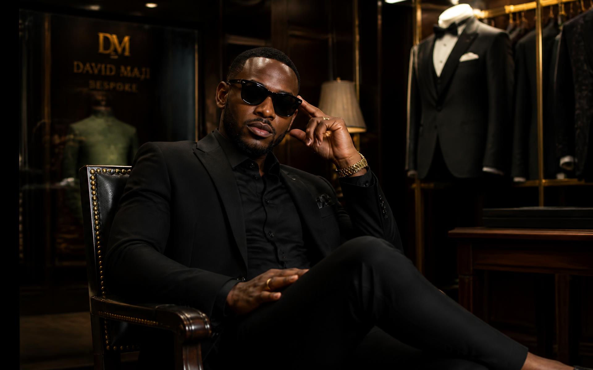 Model wearing a tailored suit from XX Large Boutique